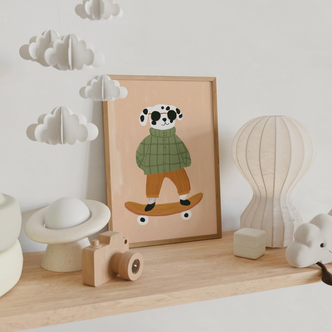 Skateboarding Dog In Round Sunglasses Cool Kids Room Art Poster - Image 6
