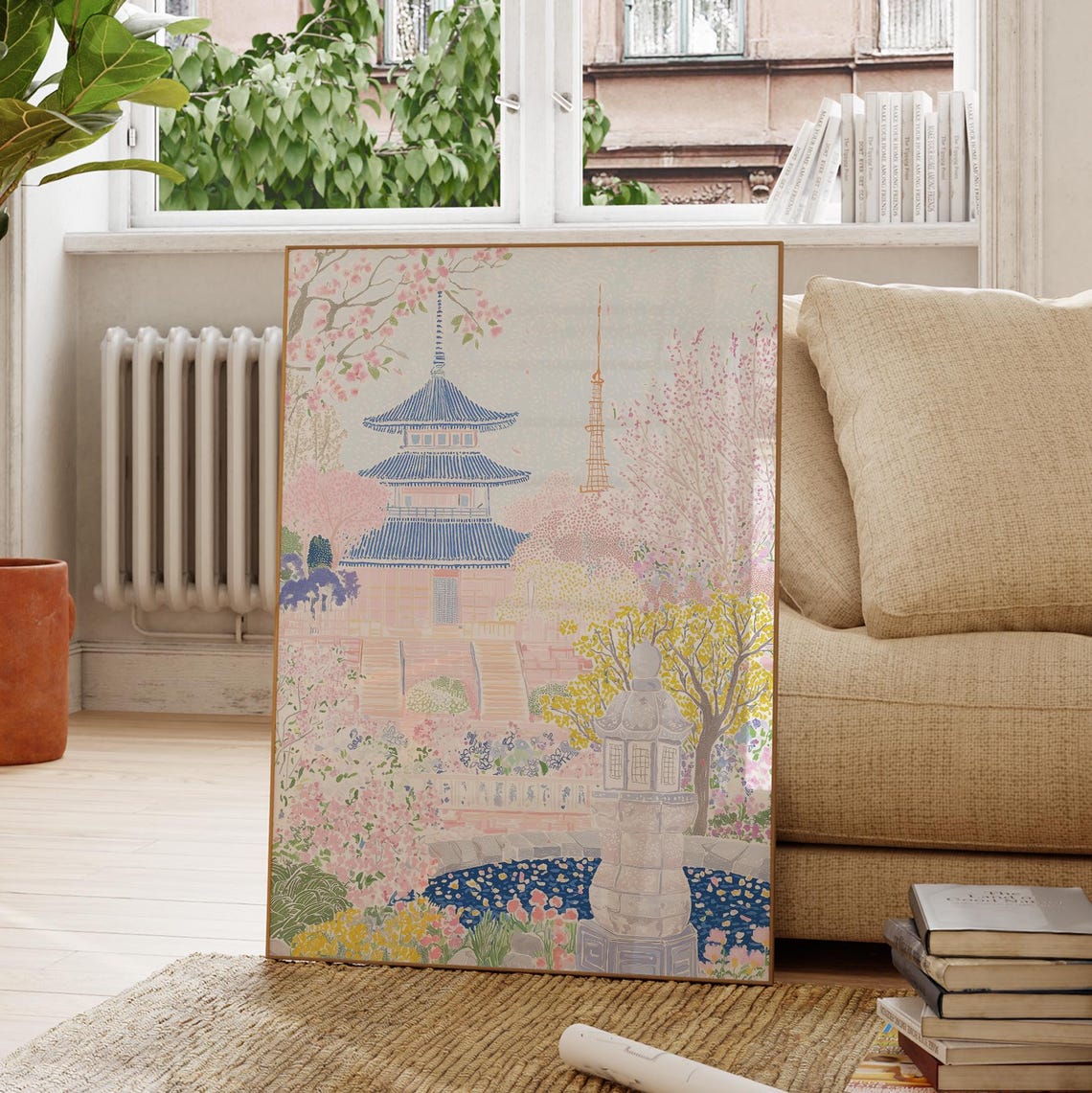 Tokyo Tower Cherry Blossom Pink Pagoda Japanese Garden Spring Poster - Image 4