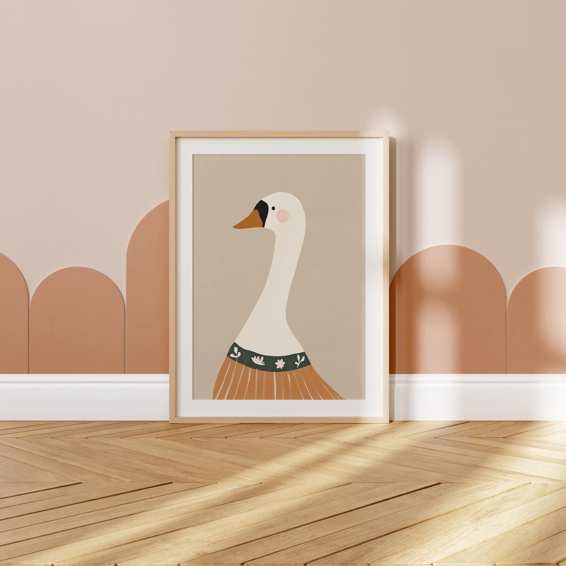 Sweet Graceful Swan in Floral Skirt Nursery Kids Room Wall Art - Image 3
