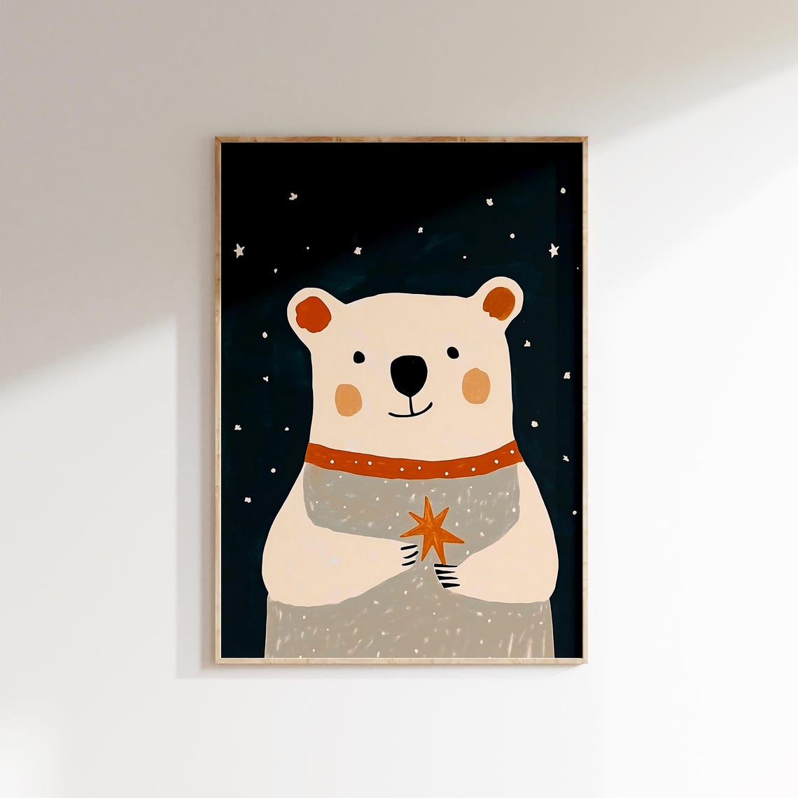 Winter Bear Wall Art Nursery Animal Print Cute Bear Kids Room Decor