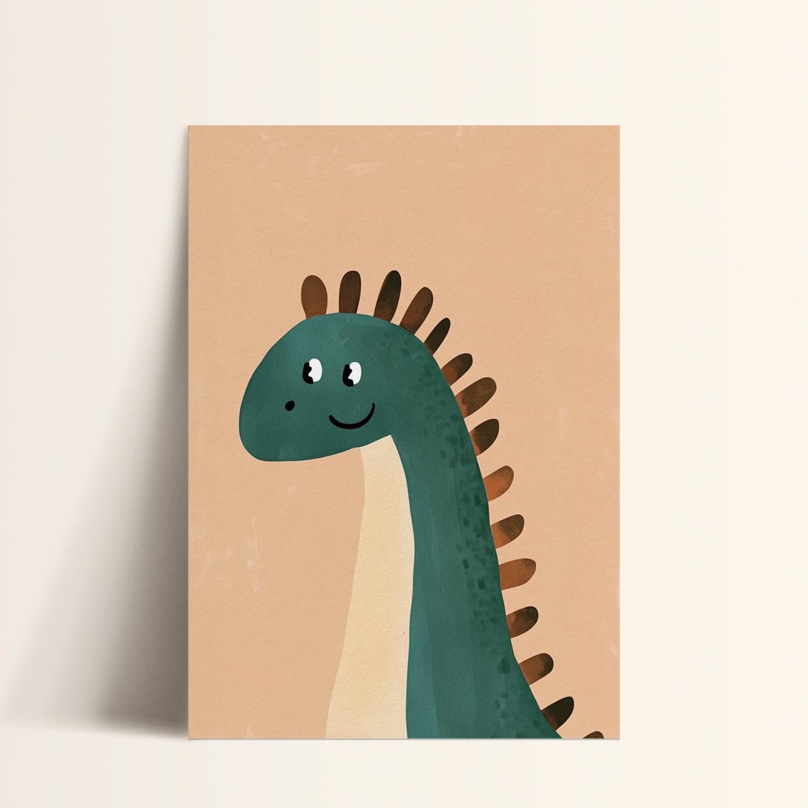 Happy Green Brontosaurus Dinosaur Portrait Kids Room Dino Poster - Image 2