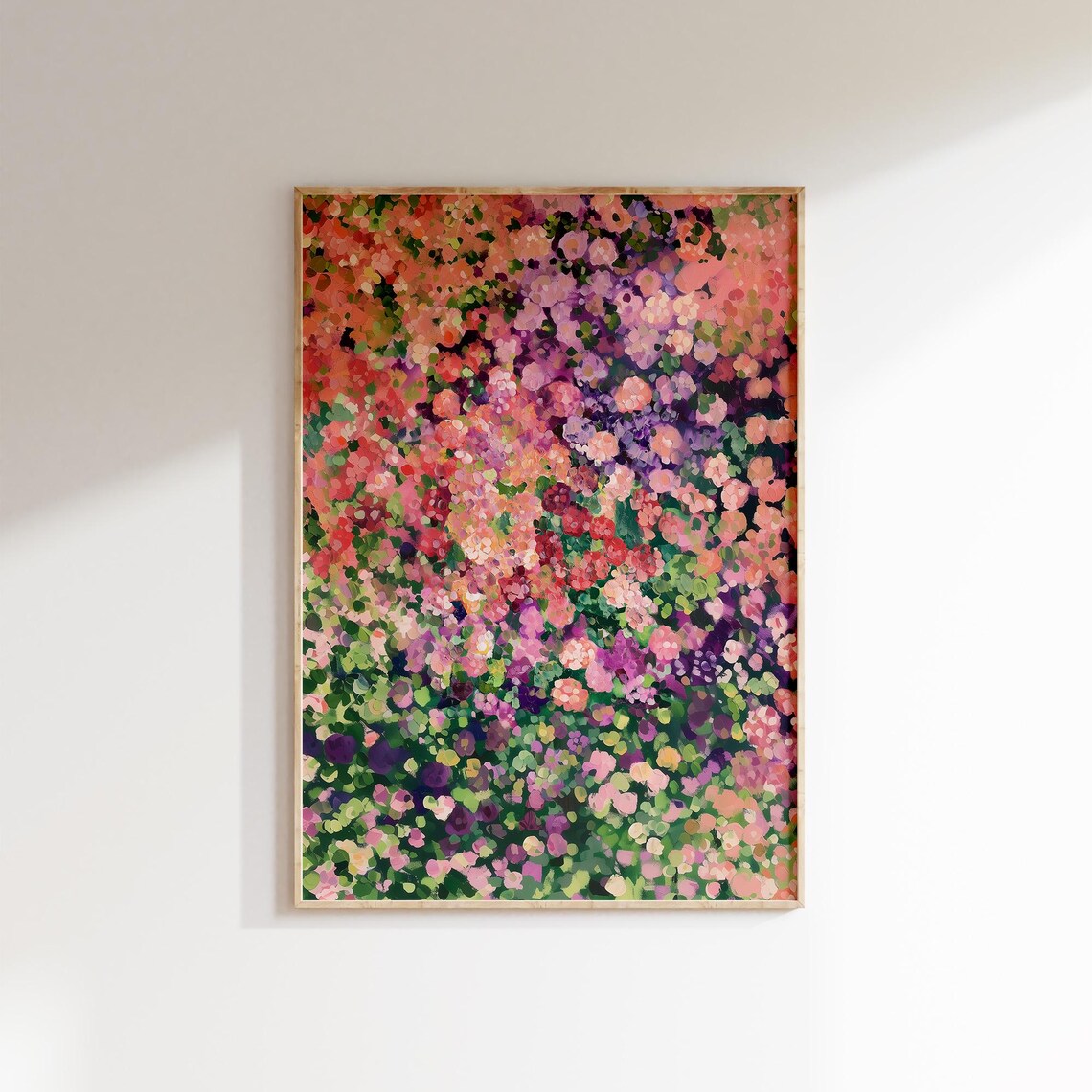 Wildflower Meadow Red Pink Purple Green Pointillist Bloom Poster
