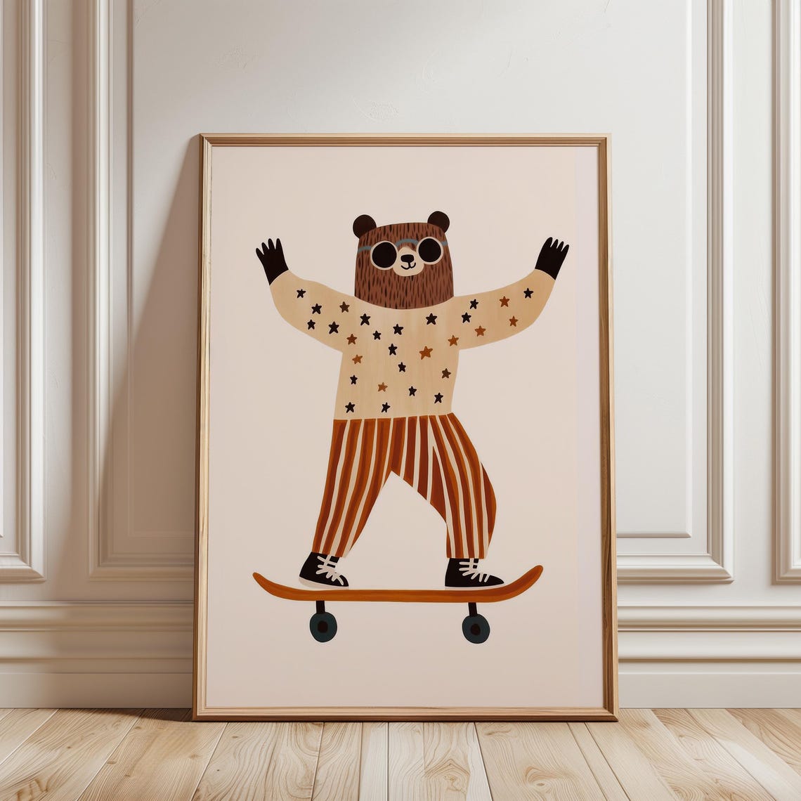 Skateboarding Bear Cool Sunglasses Cute Kids Playroom Nursery Poster - Image 3