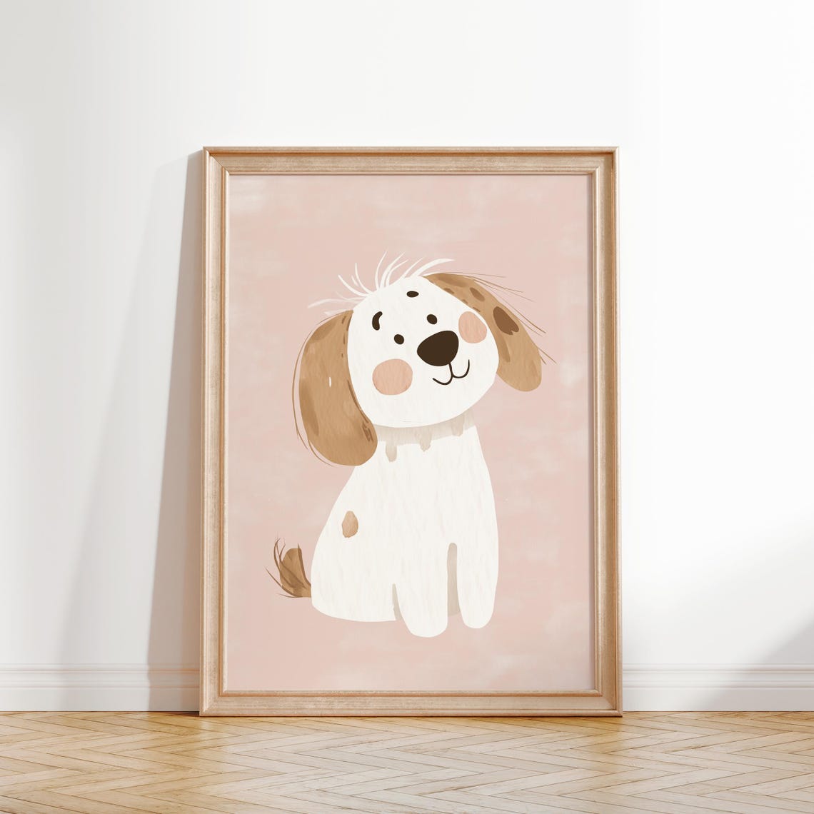 Cute Dog Wall Art Pink Nursery Decor Girls Room Dog Poster Pink Cute Animal Nursery Print Toddler Room Decor Dog Decor