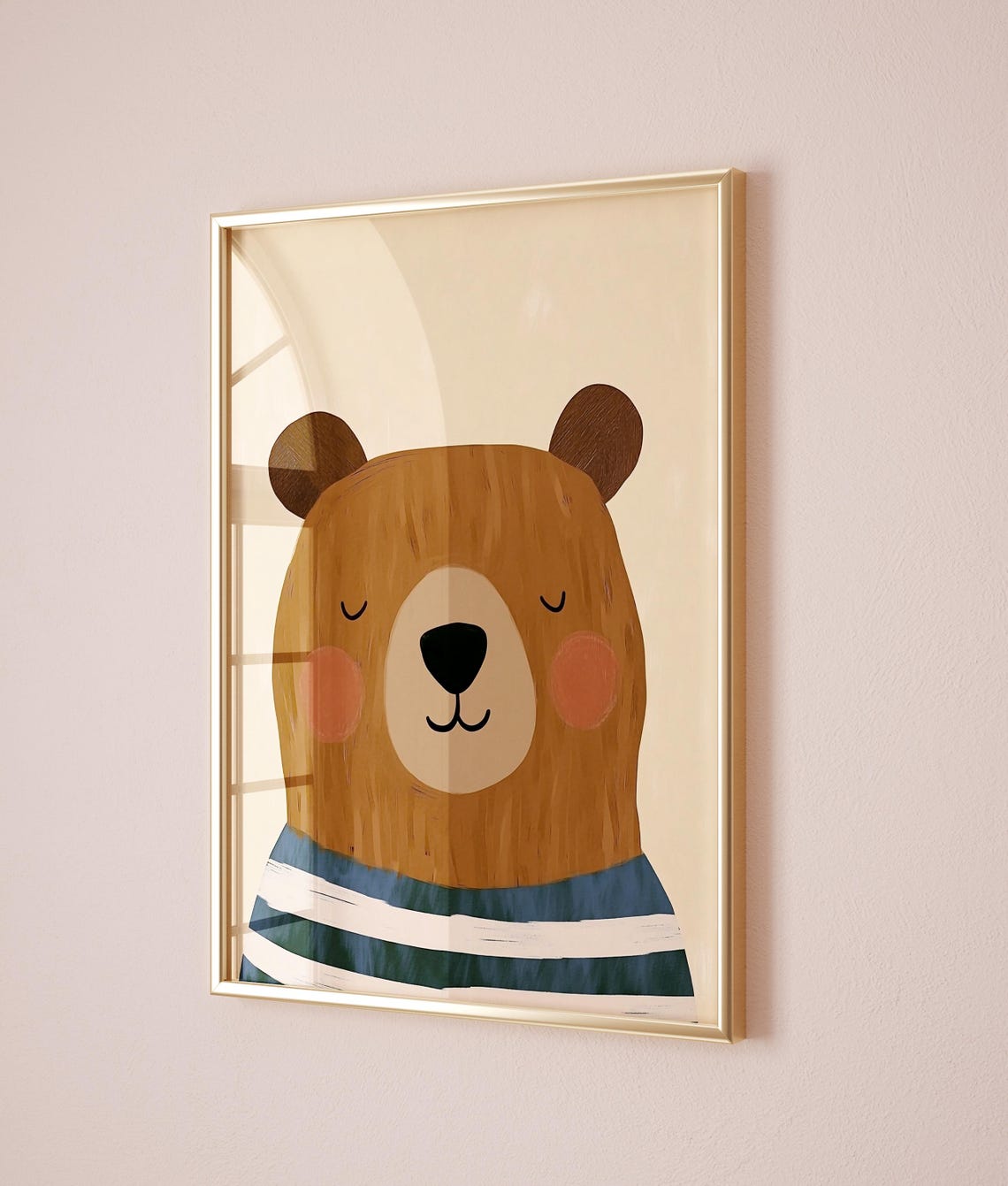 Sleepy Bear Wall Art Scandinavian Style Kids Room Decor Modern Nursery Print Neutral Animal Art - Image 3