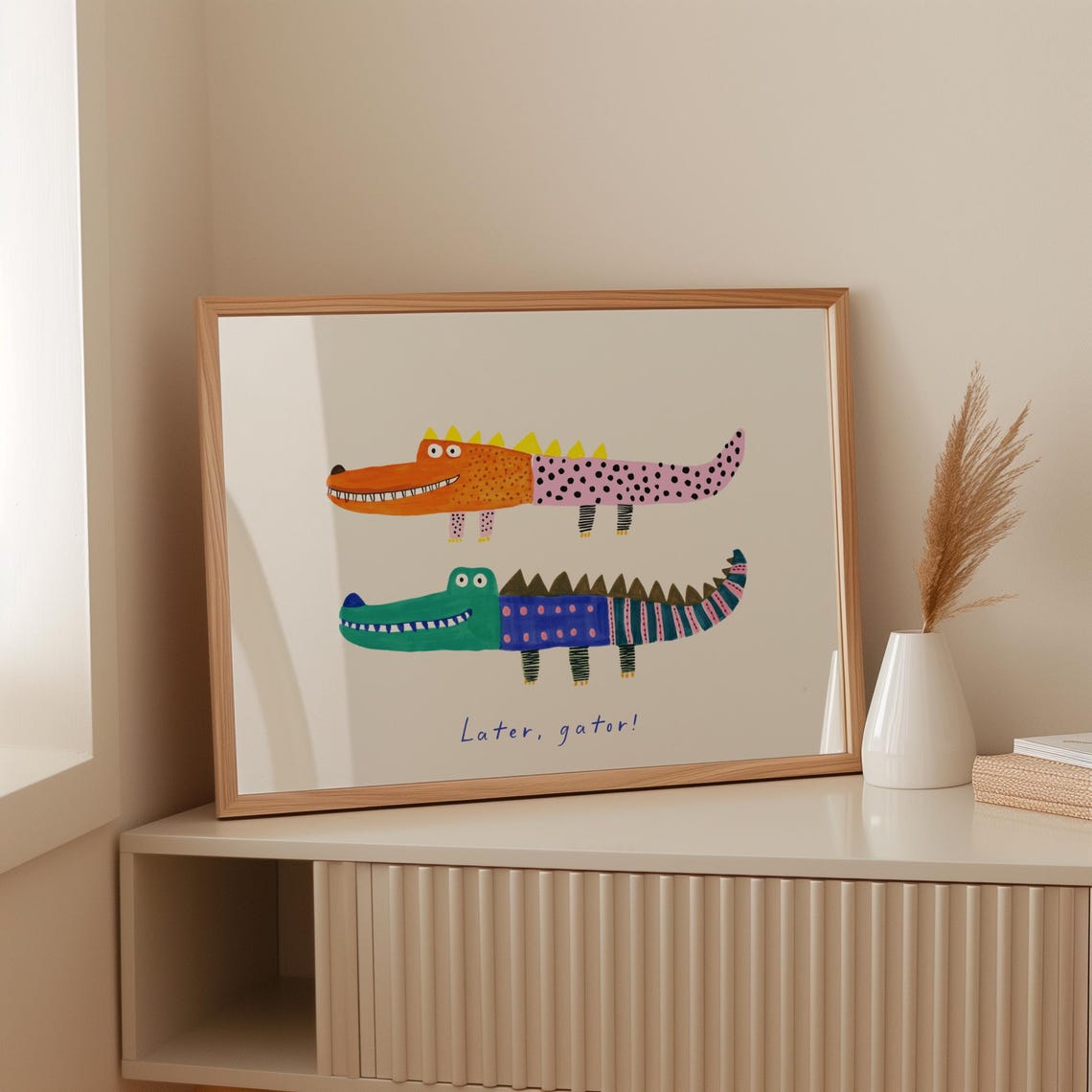 Later Gator Colorful Alligator Pair Funny Kids Room Nursery Art Poster - Image 3
