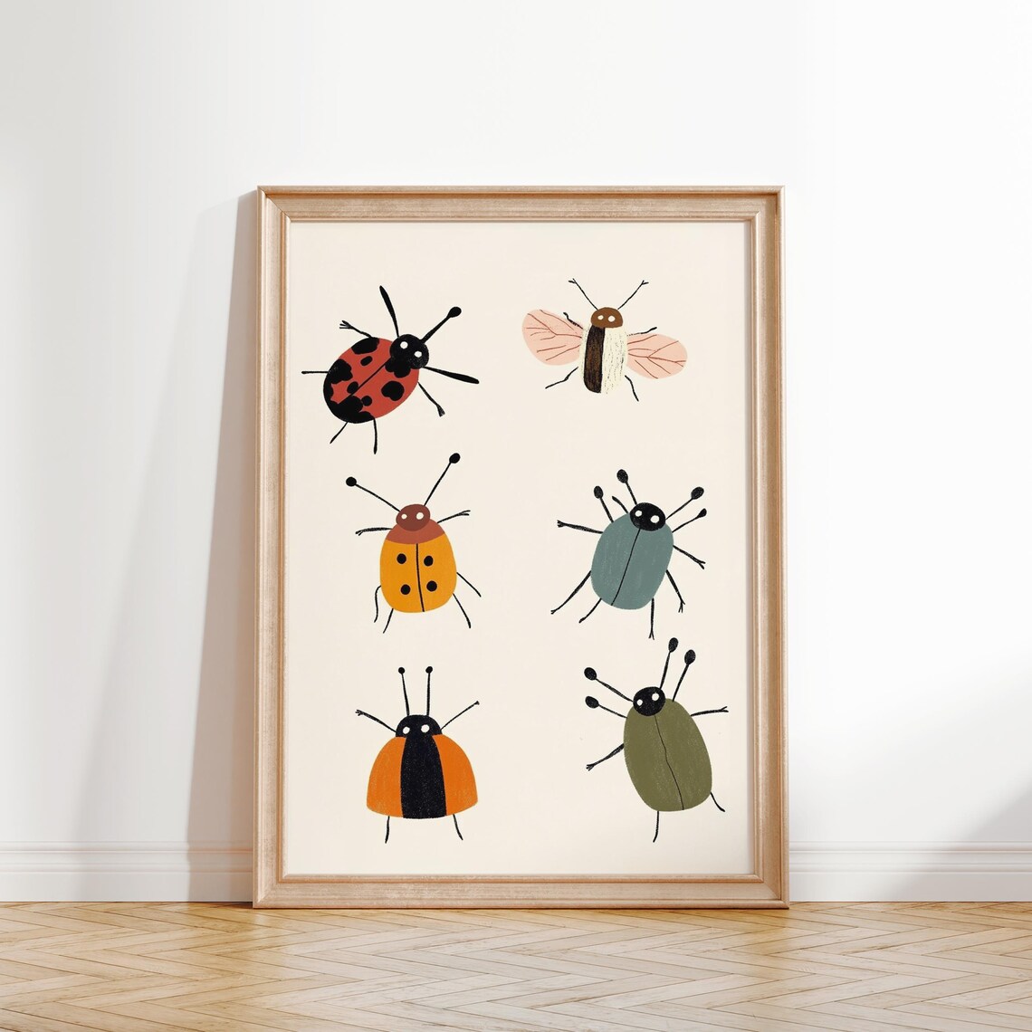 Six Cute Colorful Cartoon Bugs Insects Kids Room Wall Poster - Image 2