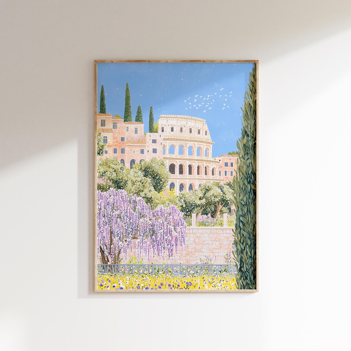 Rome Colosseum Spring Wisteria Wildflowers Italian Travel Poster - Image 2