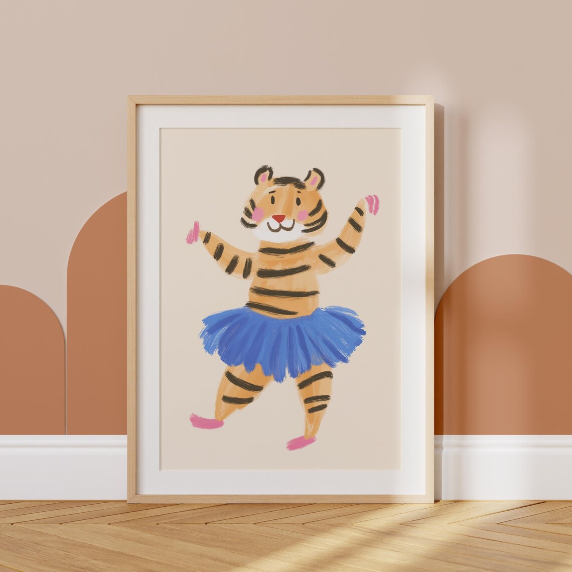 Dancing Tiger In Blue Tutu Ballerina Happy Kids Room Art Poster - Image 5