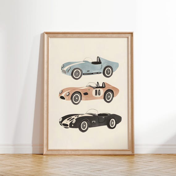Vintage Car Wall Art Retro Car Prints Kids Room Decor Boys Room Art Classic Car Nursery Decor Teen Room Car Poster
