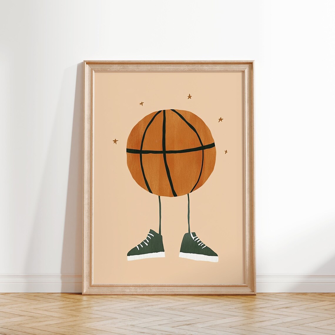 Basketball Legs Green Sneakers Stars Sports Nursery Kids Art Poster - Image 3