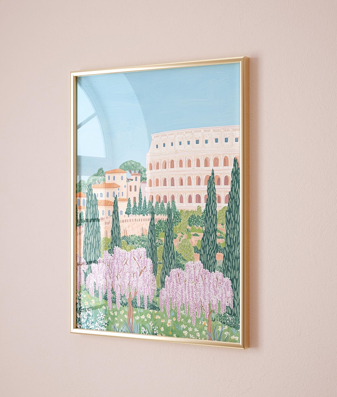 Rome Colosseum Italy Spring Wisteria Garden Ancient Landmark Poster - Image 3
