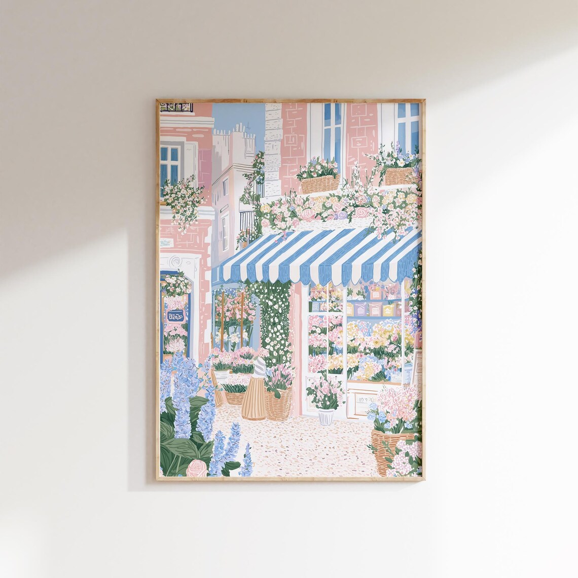 Parisian Flower Shop Blue Awning Flower Baskets Spring Poster - Image 3