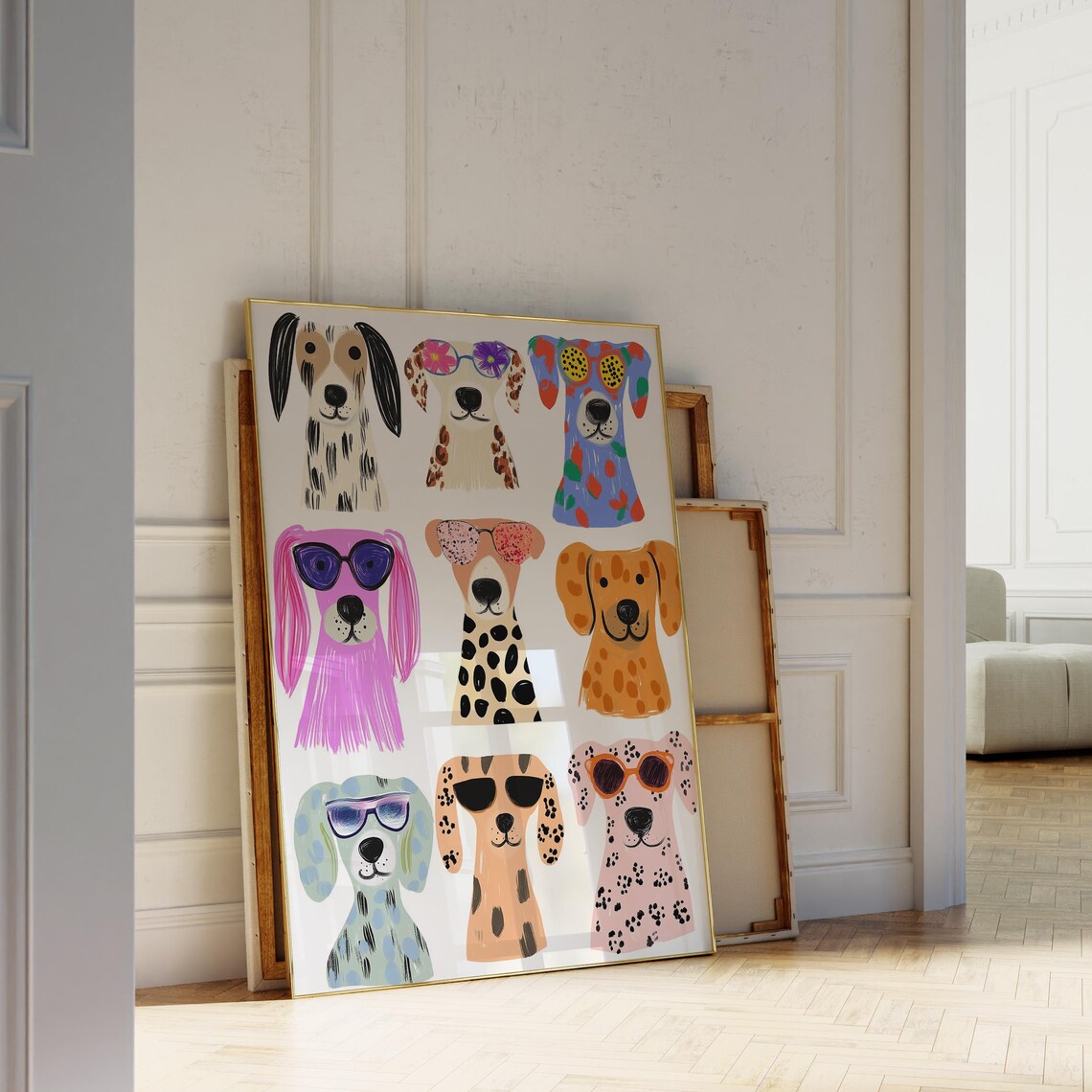 Cool Dogs In Sunglasses Colorful Puppy Portrait Fun Animal Wall Art - Image 5