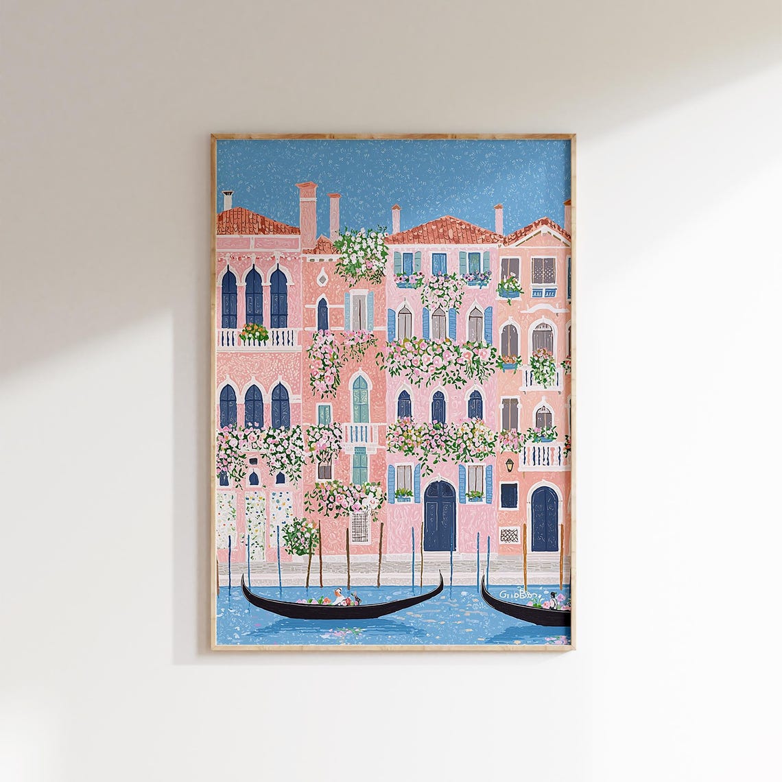 Venice Canal Pink Palazzos Flower Balconies Gondolas Italy Poster