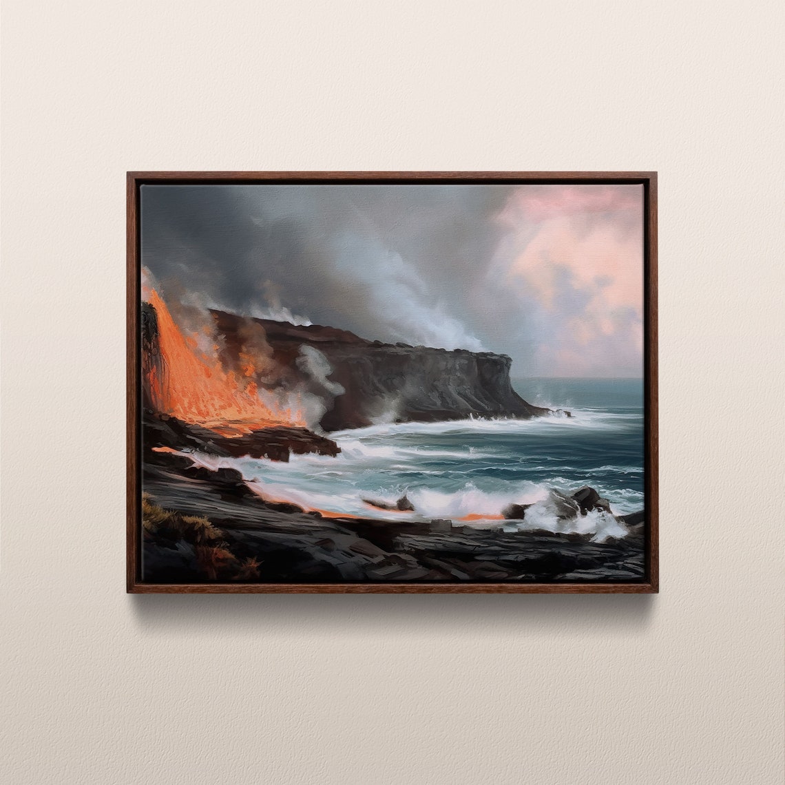 Hawaii Volcanoes National Park Vintage Oil Painting Hawaii Usa Instant 250
