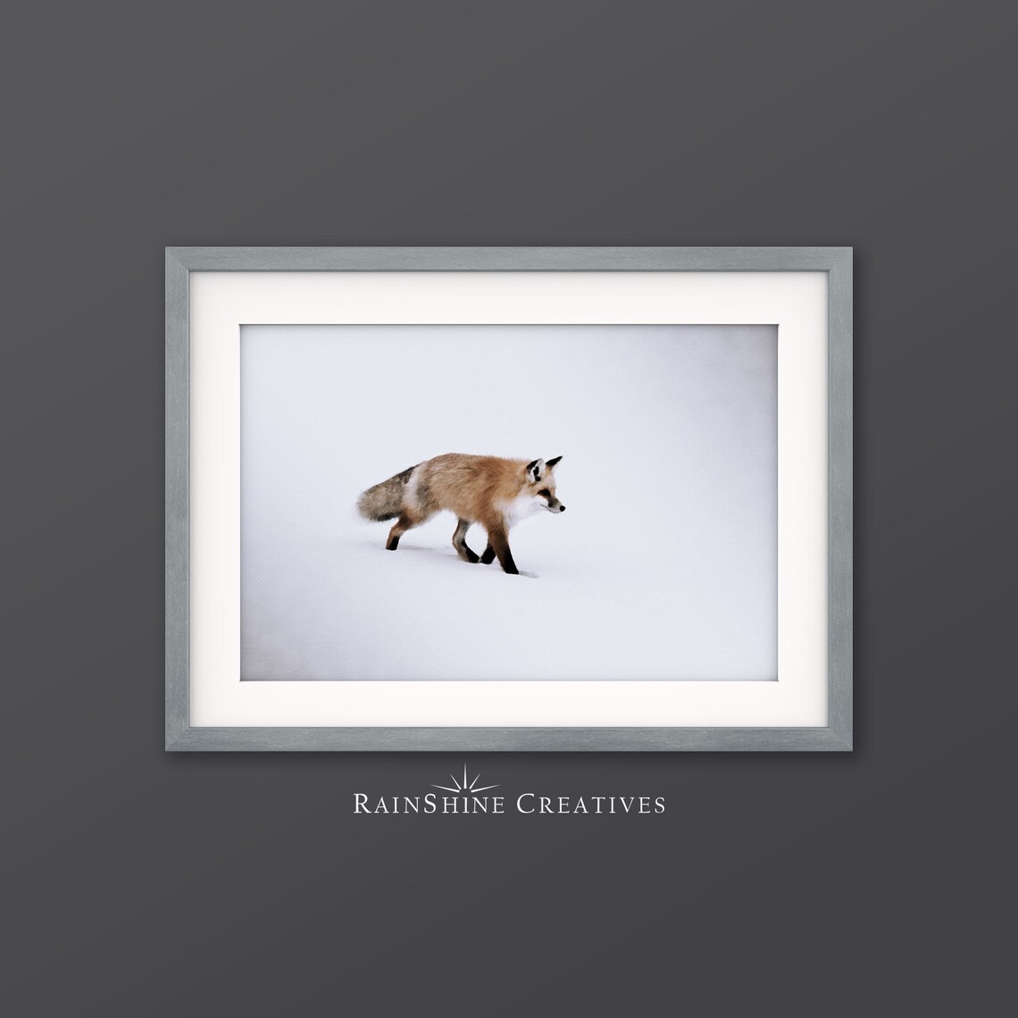 Red Fox Walking Through Deep Snow Winter Wildlife Art Poster - Image 2