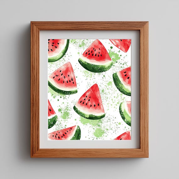 Watermelon Wall Art Summer Fruit Painting Bright Kitchen Decor Vibrant Watercolor Food Artwork 127