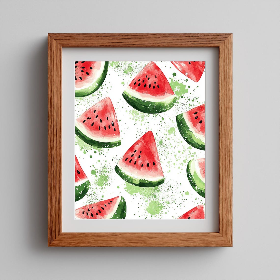 Watermelon Slices Watercolor Pattern Kitchen Summer Fruit Poster