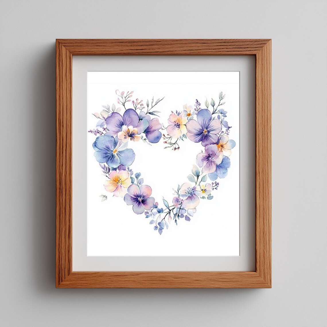 Heart Wall Art, Romantic Floral Shape Art Print