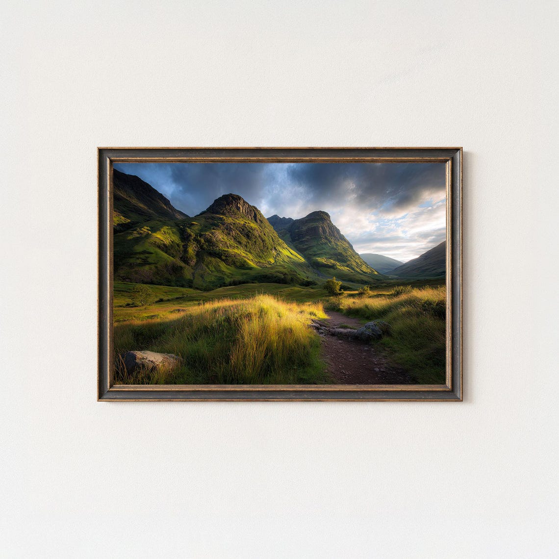 Glencoe Valley Scotland Mountain Landscape Golden Light Poster