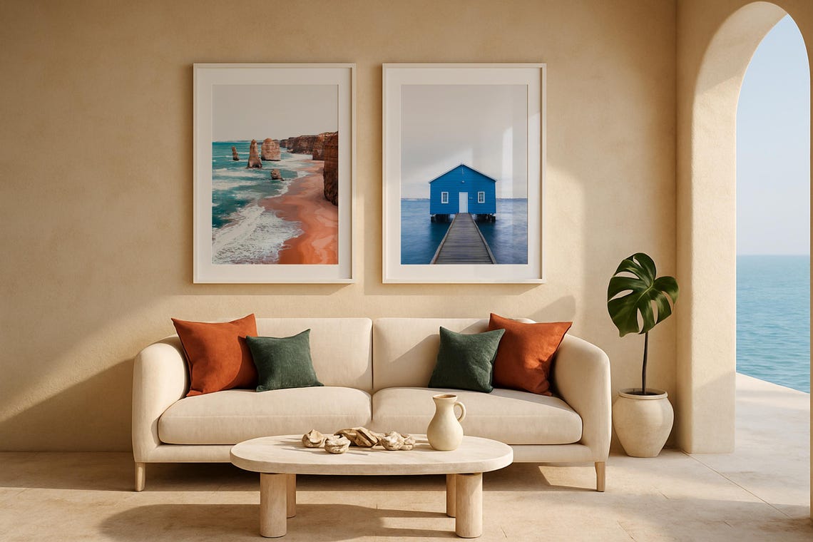 Australia Coastal Photography Poster Set Twelve Apostles Boathouse