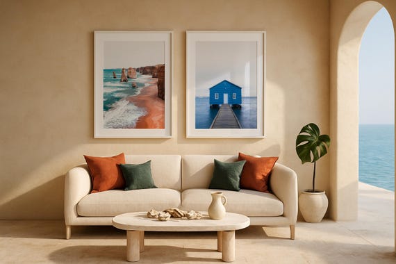 Australia Coastal Photography Print Set 12 Apostles Blue Boathouse
