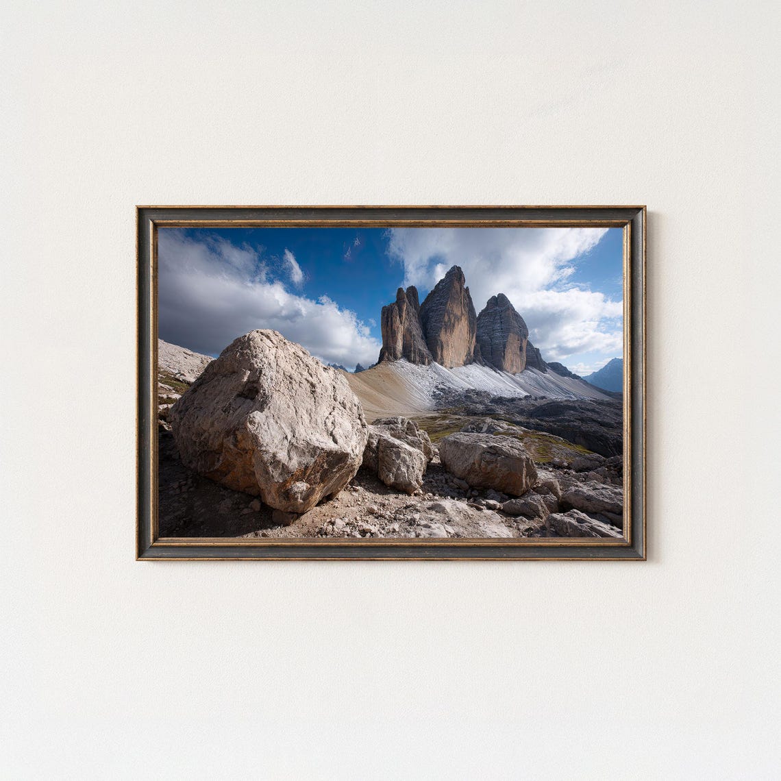 Tre Cime Di Lavaredo Dolomites Dramatic Rocky Peak View Poster