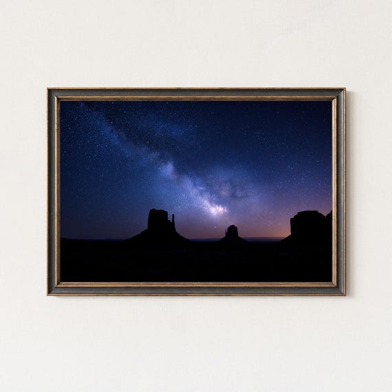 Milky Way Over Monument Valley Night Sky Landscape Print