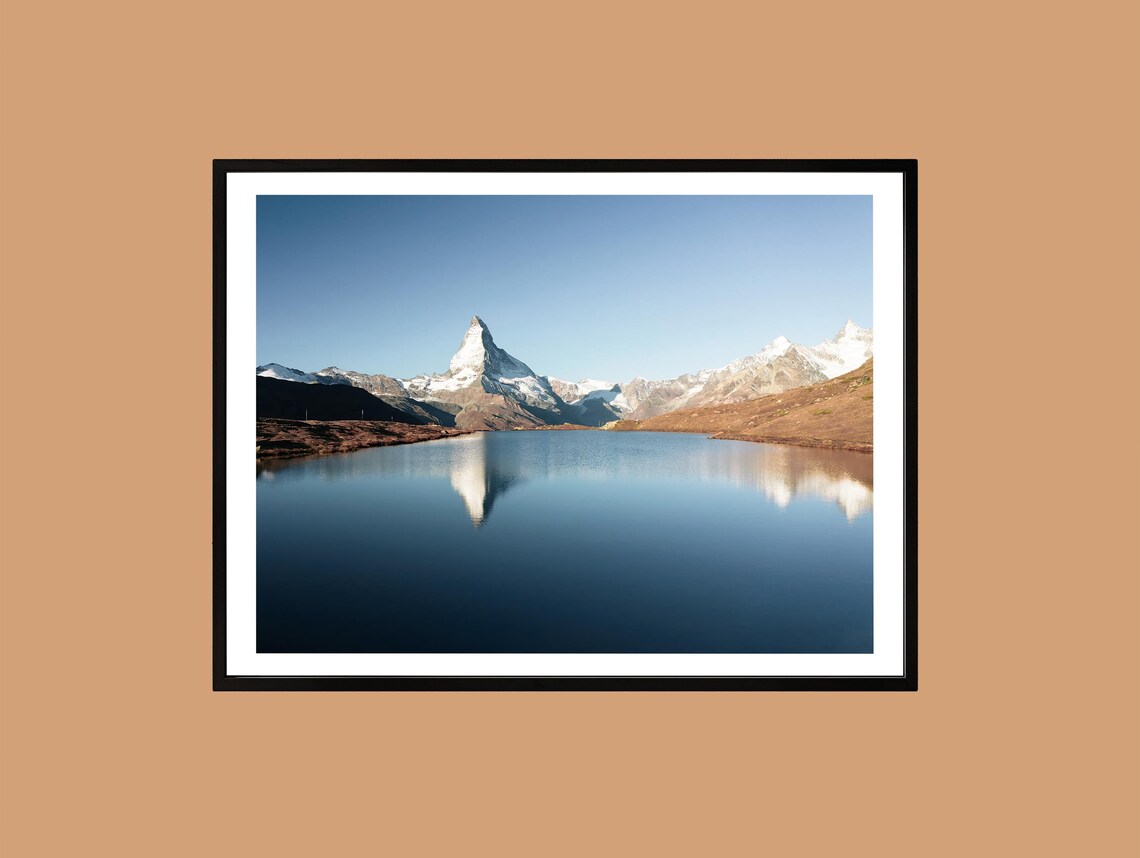 Matterhorn Peak Lake Reflection Zermatt Swiss Alps Photo Poster
