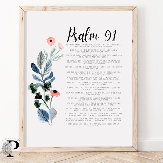 Psalm 91 He Who Dwells, Bible Verse Art Print