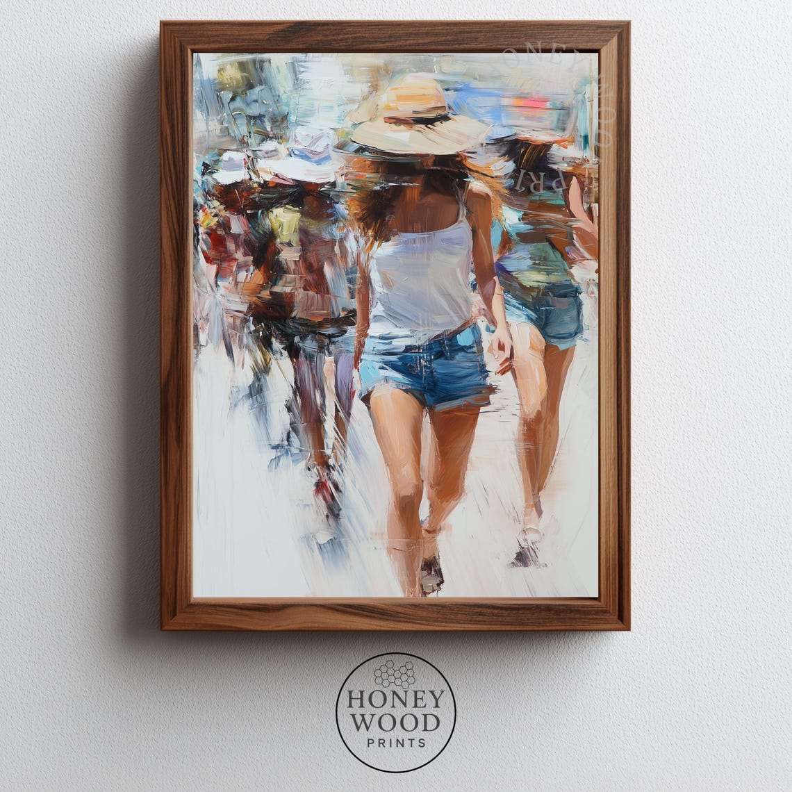 Sunlit Beach Stroll Impressionist Summer Woman Painting Print