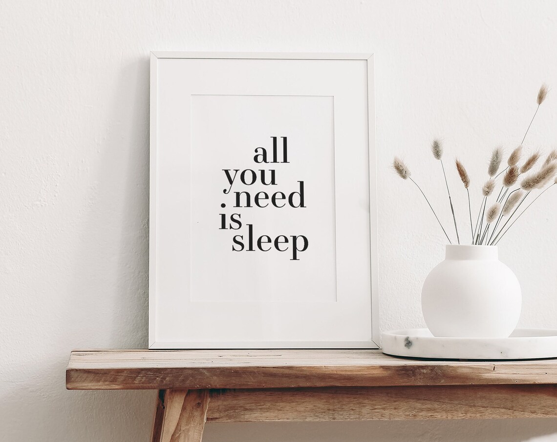 All You Need Is Sleep Minimalist Bedroom Typography Wall Art - Image 3