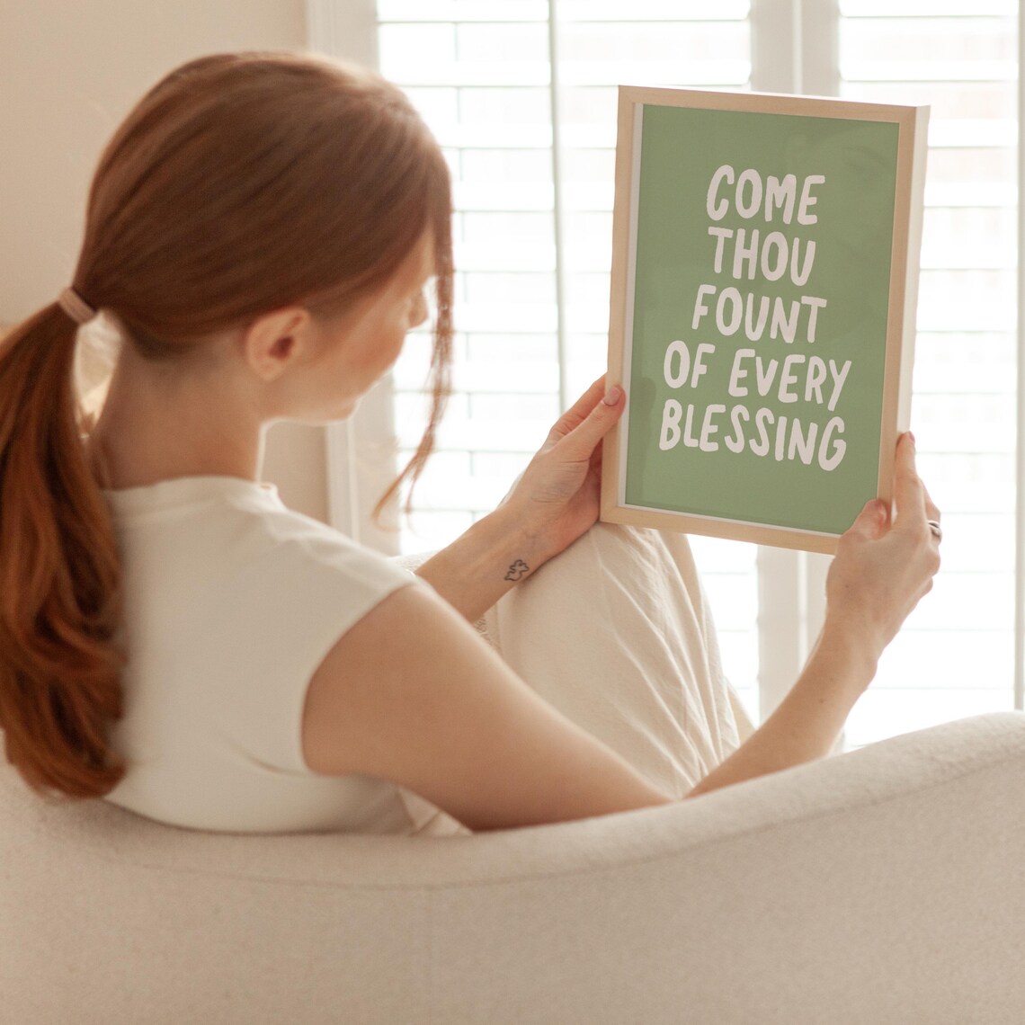 Come Thou Fount of Every Blessing Sage Green Background Poster - Image 3