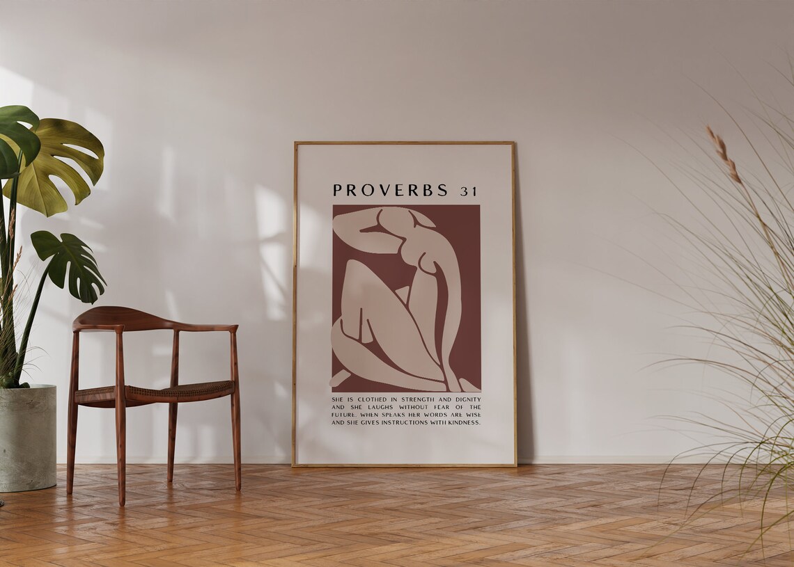 Proverbs 31 She Is Clothed In Strength And Dignity Matisse Poster Christian Quote Bible Verse Wall Art - Image 4
