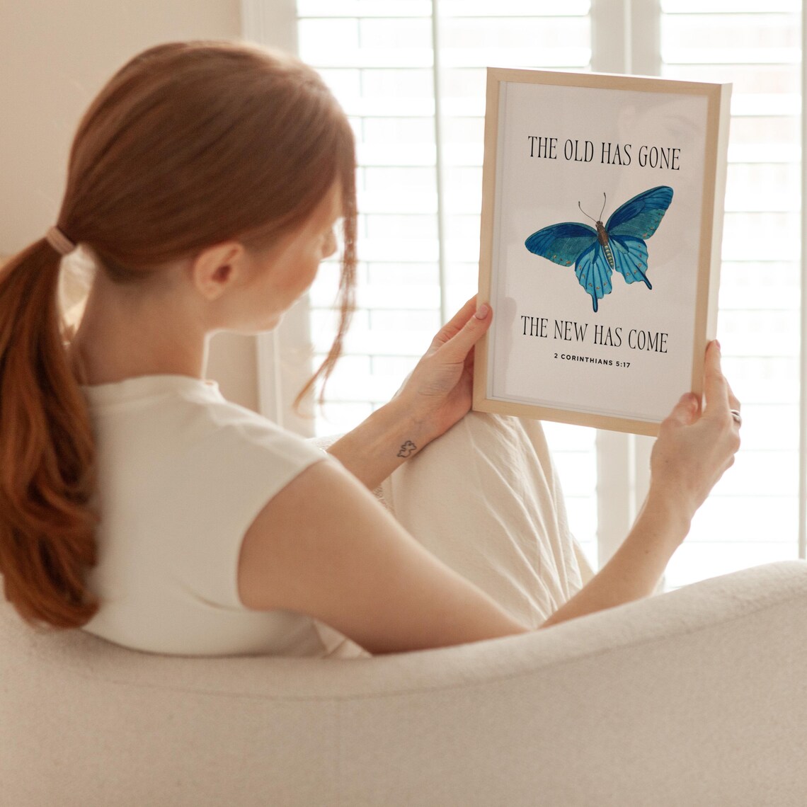 The Old Has Gone The New Has Come 2 Corinthians 5 17 Blue Butterfly Poster - Image 4