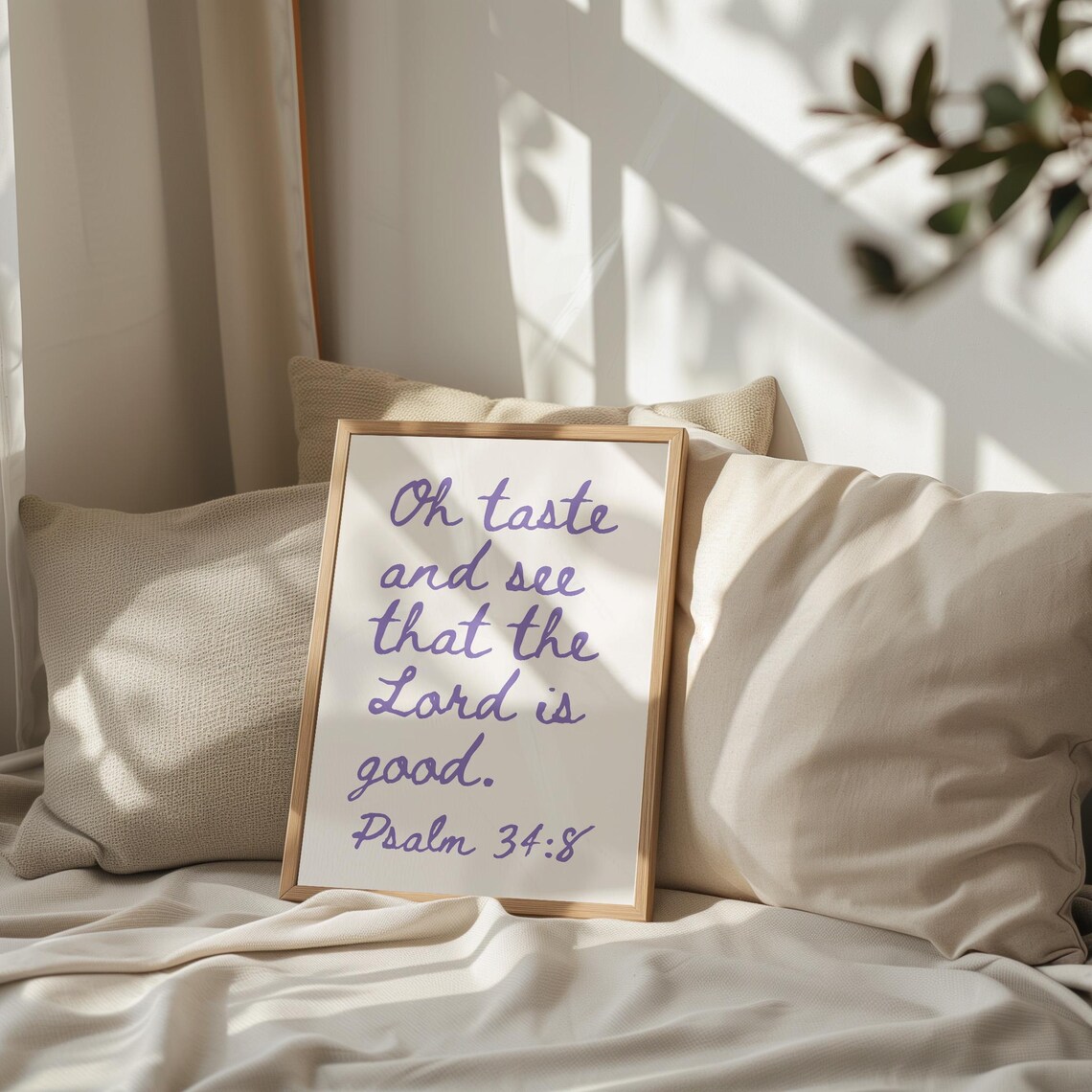 Psalm 348 Christian Wall Art Bible Verse Quote Purple Wall Art Minimalist Faith Inspired Poster Apartment Decor Housewarming Gift Girl Room - Image 2