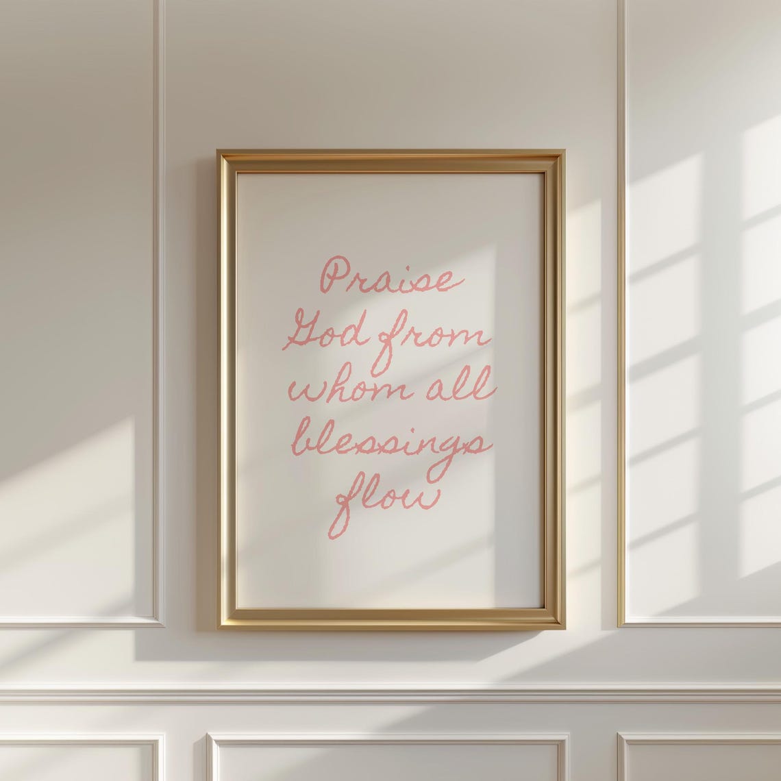 Praise God from Whom All Blessings Flow Pink Script Christian Poster