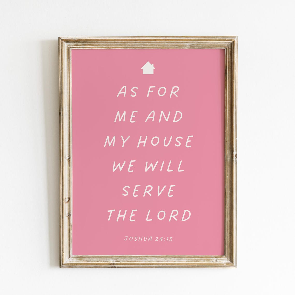 As For Me And My House Joshua 24 15 Pink Bible Verse Typography Poster