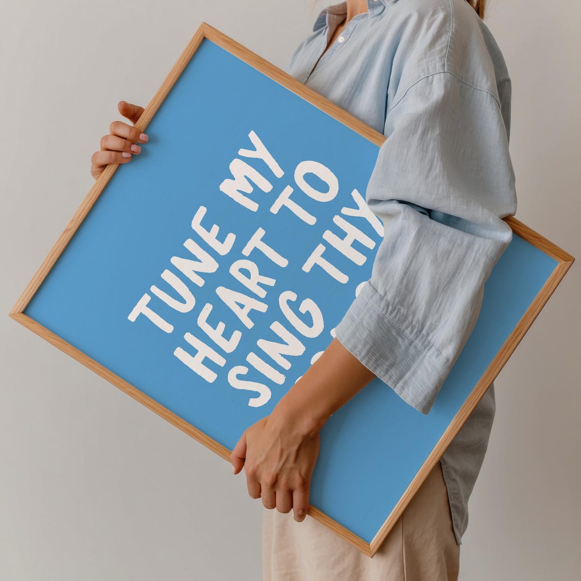 Tune My Heart to Sing Thy Praise Bold Blue Background Poster - Image 3