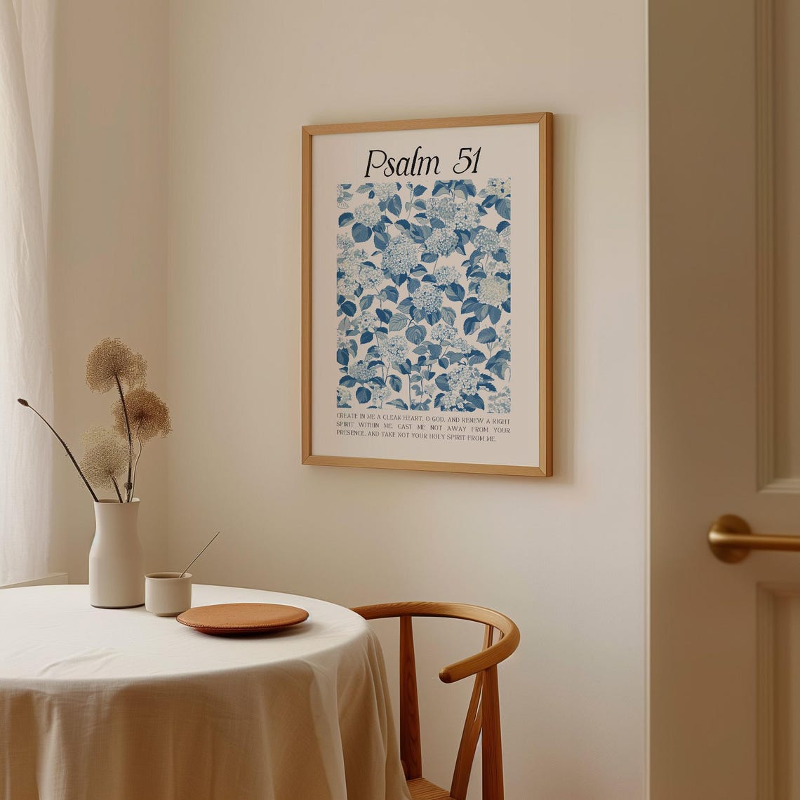 Psalm 51 Create In Me A Clean Heart Blue Hydrangea Pattern Poster - Image 4