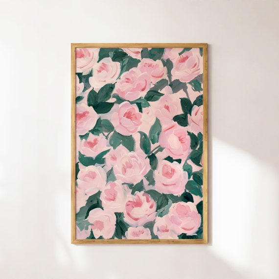 Roses Painting Coquette Room Decor Preppy Pink Bedroom Art Christian Wall Art Bible Verse Dorm Room Poster Trendy Nursery Home Decor