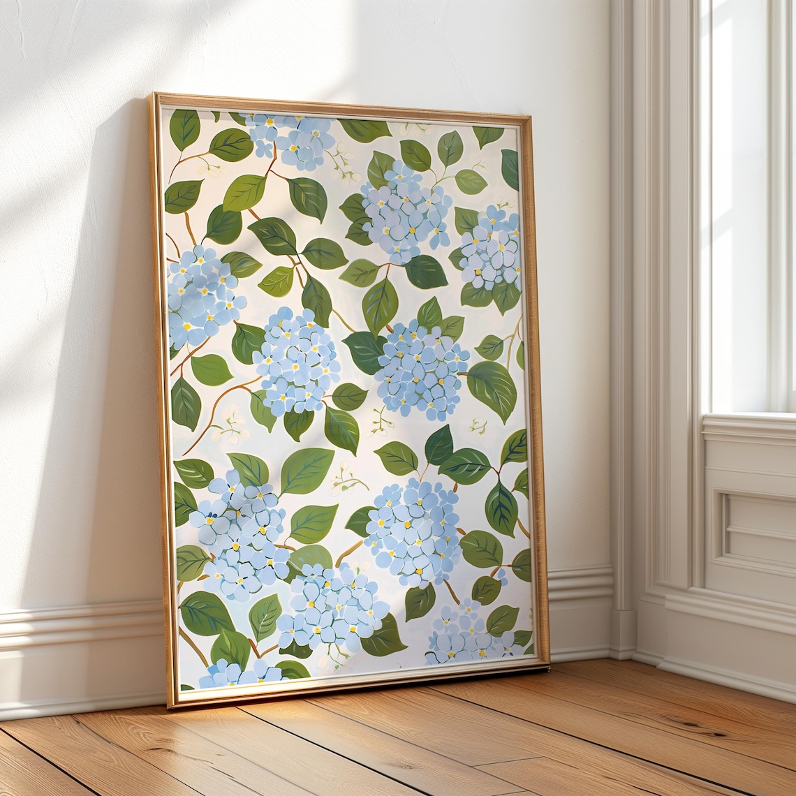 Hydrangea Pattern Christian Coastal Wall Art Print