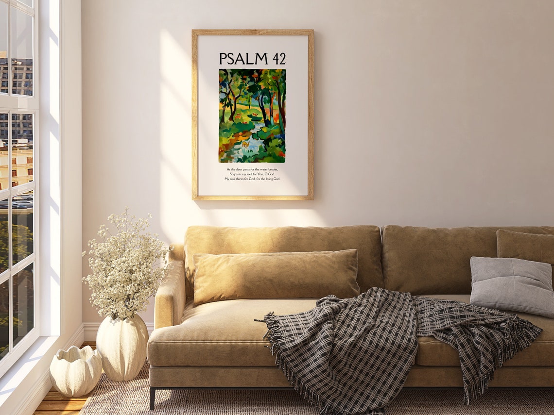 Psalm 42 As the Deer Forest Brook Matisse Scripture Verse Poster - Image 4