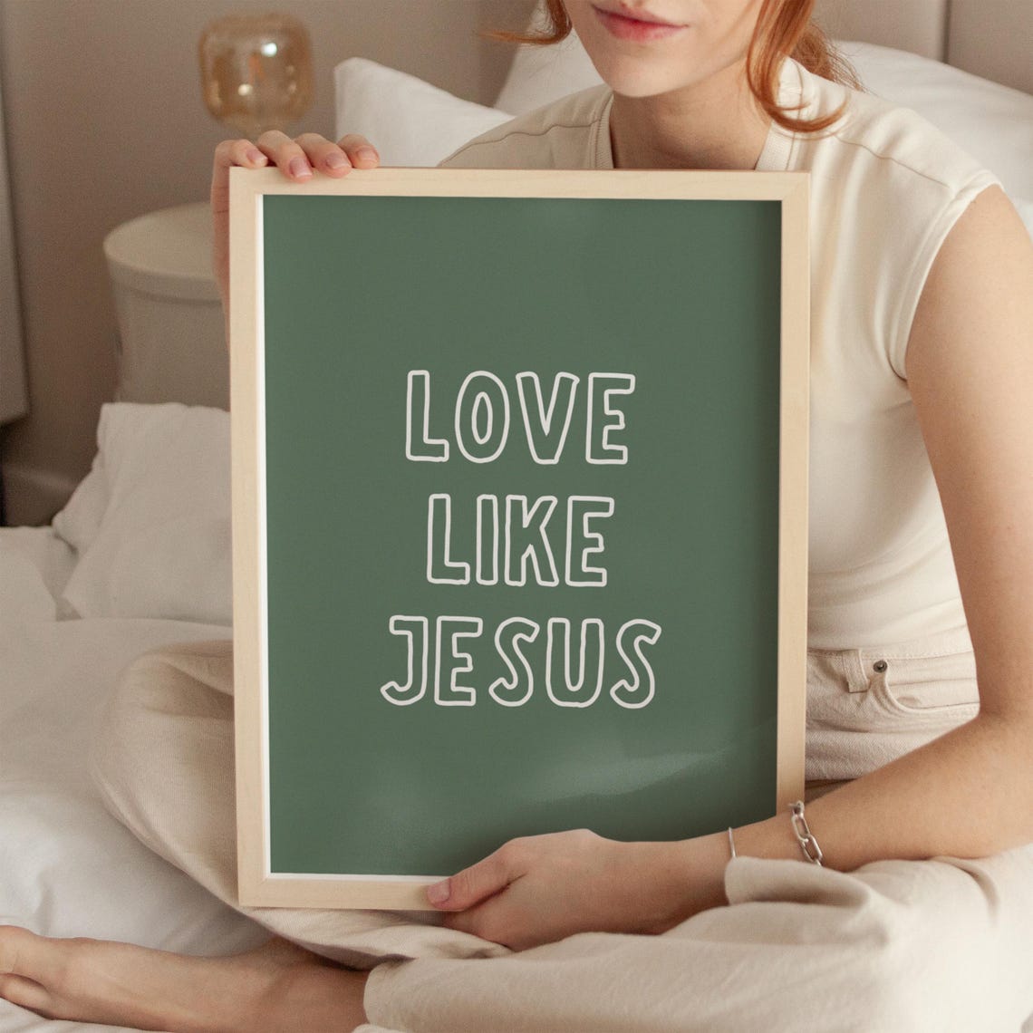 Love Like Jesus Green Retro Bubble Letter Christian Typography Poster - Image 3