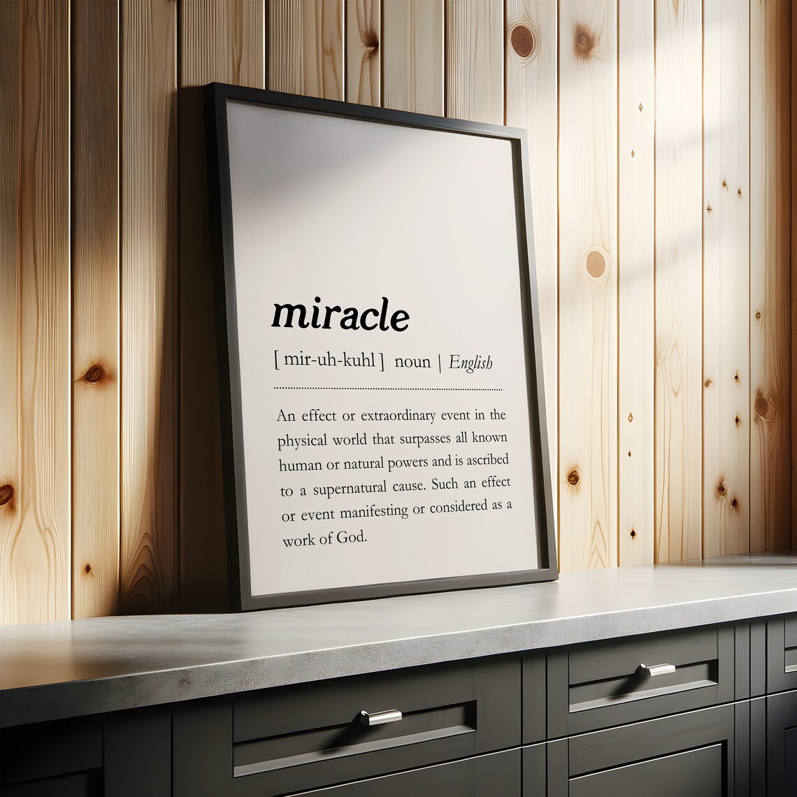 Miracle Dictionary Definition Noun Meaning Black Minimalist Typography Poster - Image 4