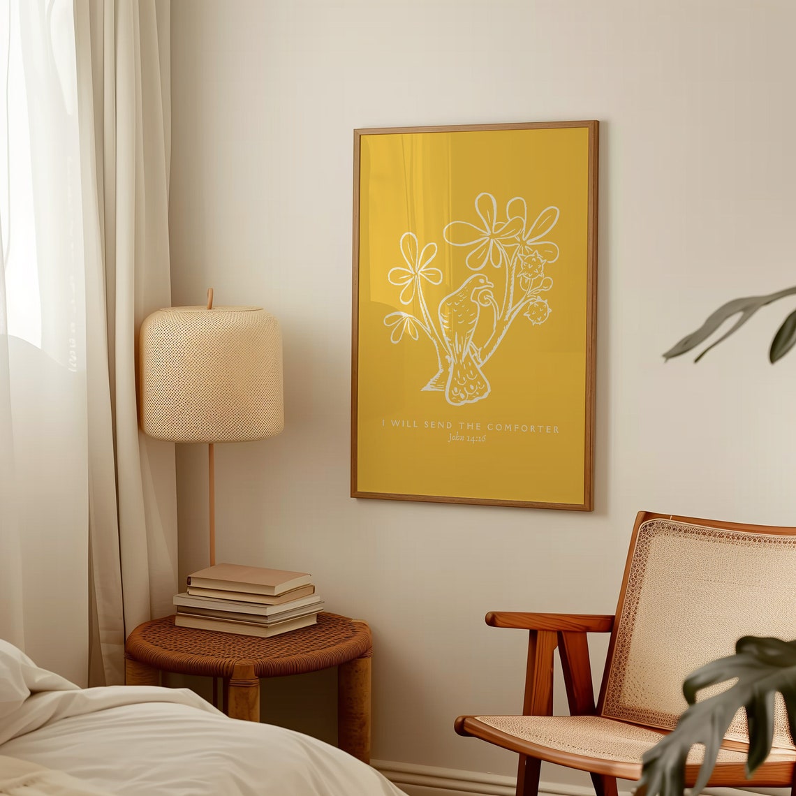 I Will Send the Comforter John 14 Dove Bold Mustard Poster Art - Image 4