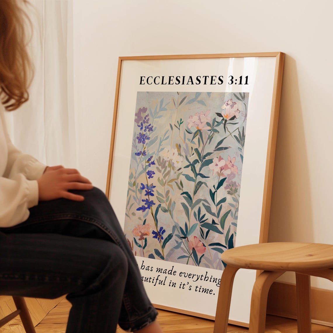 Ecclesiastes 3:11 Beautiful in His Time Wildflower Watercolor Poster - Image 3