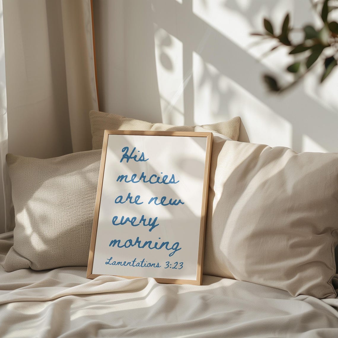 His Mercies Are New Every Morning Lamentations 3:23 Blue Script Poster - Image 3