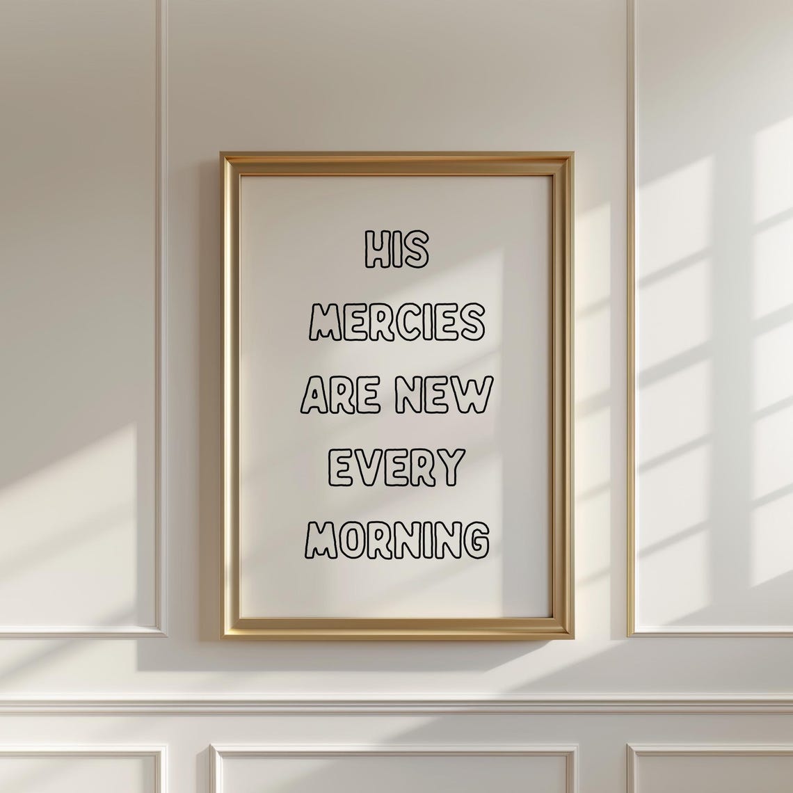 His Mercies Are New Every Morning Outline Bubble Letter Faith Poster